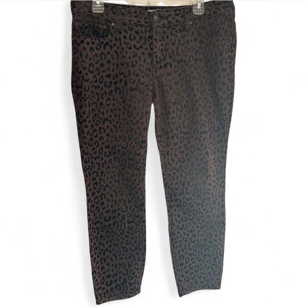Free People Leopard Print Ankle Jeans - Brown and Black Size 30
